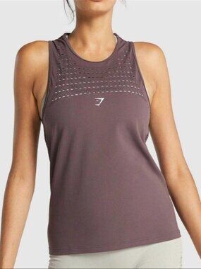 Gymshark Womens Black Round Neck Energy Seamless Loose Vest Tank Top Size Small